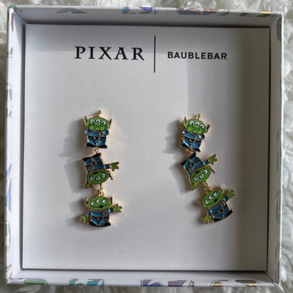 Disney Pixar BaubleBar Toy Story Alien Stack Earring Triple Dangle Set Green NEW - Picture 1 of 7